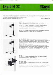 Durst B 30 manual. Camera Instructions.